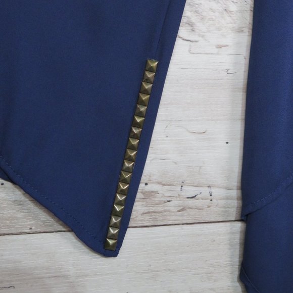 Love Culture* Women's Flared Long Sleeve Pull‎ Over Blouse Size Large~ Navy Blue - Picture 4 of 5